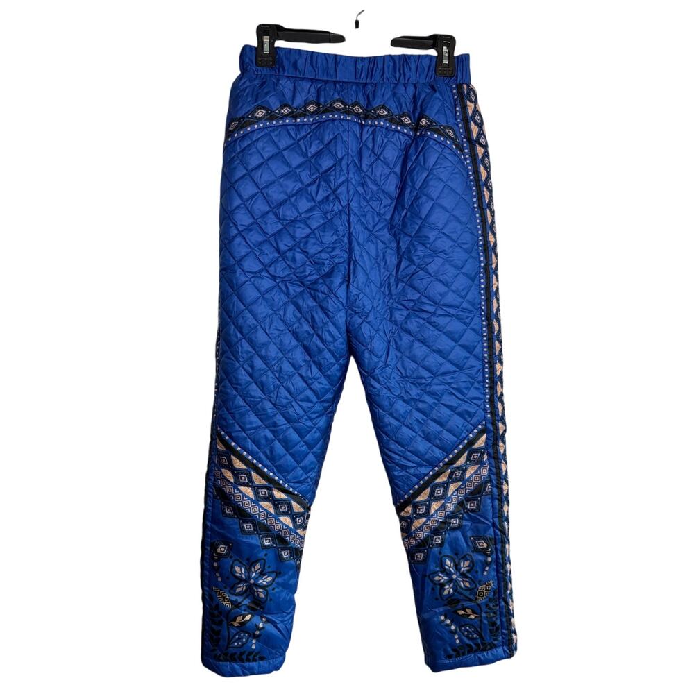 FARM RIO NWT $255 Macaw Quilted Ankle Pants Cobalt Blue Women's Size S - Picture 7 of 13